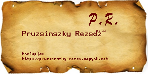 Pruzsinszky Rezső névjegykártya